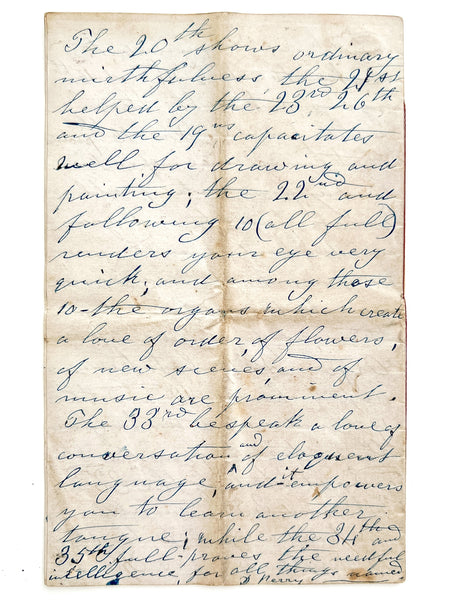 The Phrenological character of Mrs. Emery, “Temperament chiefly nervous” written Nov 8, 1864 (manuscript)