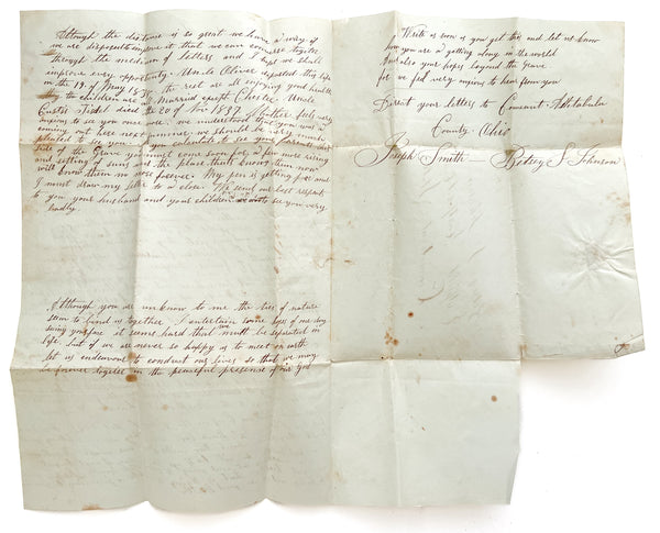 1839 ALS from an Ohio man reconnecting with his sister in Connecticut (family misfortune & postal expansion content)