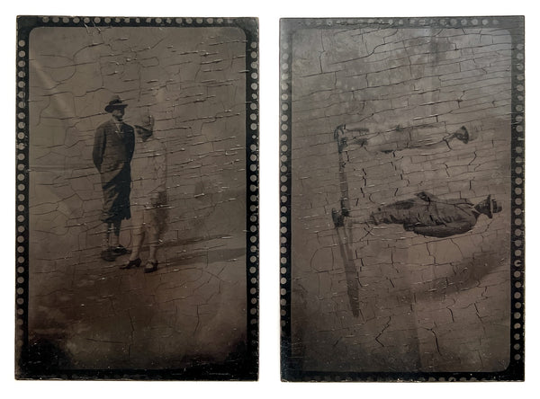 Two ferrotype real photo postcards, ca. 1920