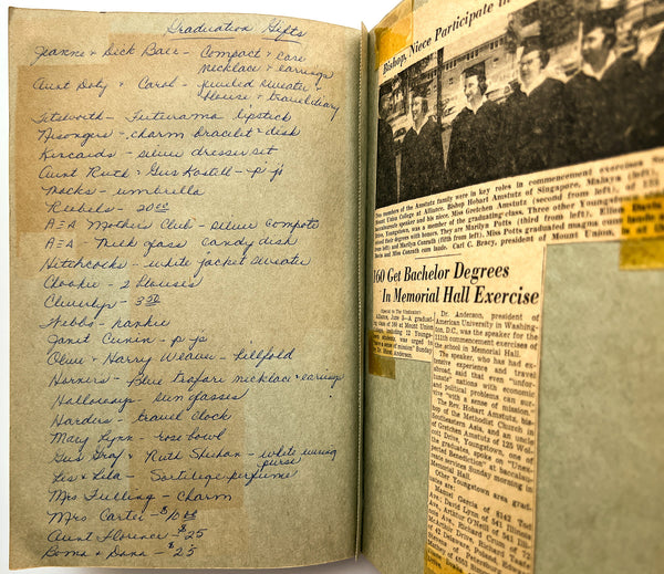 1953-1957 Scrap Book assembled by Marilyn Potts while studying at Mount Union College