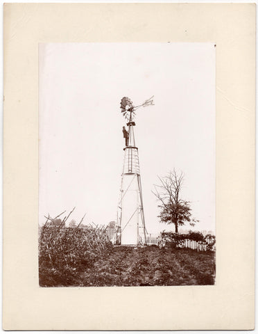 Wind mill on the home farm, Sept. 1897 (photograph with visible Aermotor Co., Chicago sign)