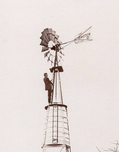 Wind mill on the home farm, Sept. 1897 (photograph with visible Aermotor Co., Chicago sign)