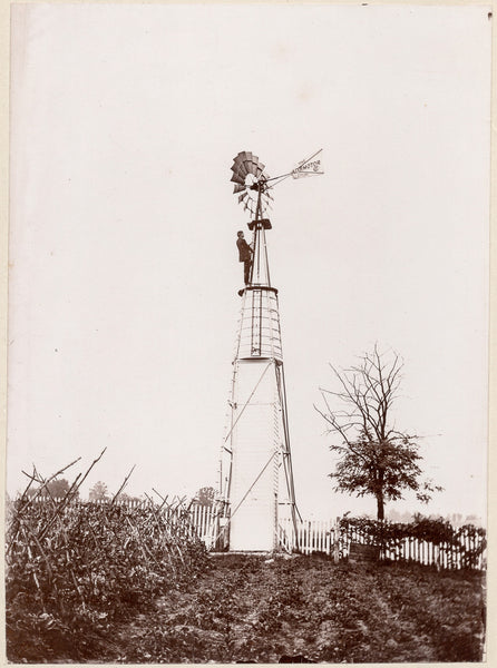 Wind mill on the home farm, Sept. 1897 (photograph with visible Aermotor Co., Chicago sign)