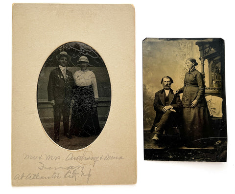 Two tintypes of married couples