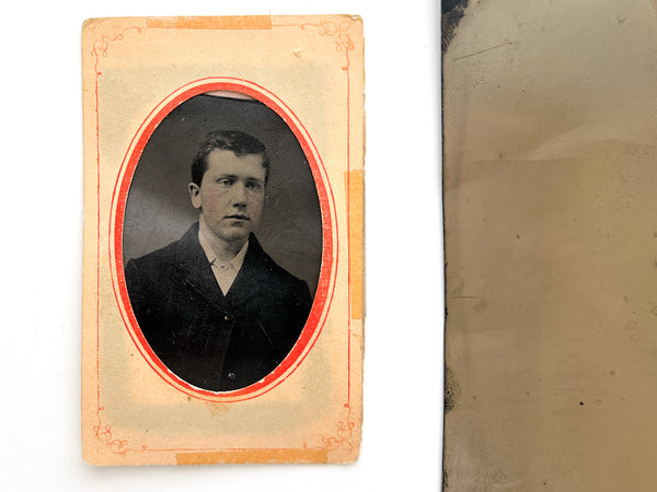 Two tintype portraits of boys with rosy cheeks