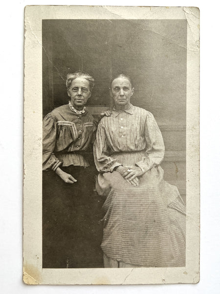 Tintype & RPPC of two pairs of sisters, ca. 1870s-1880s