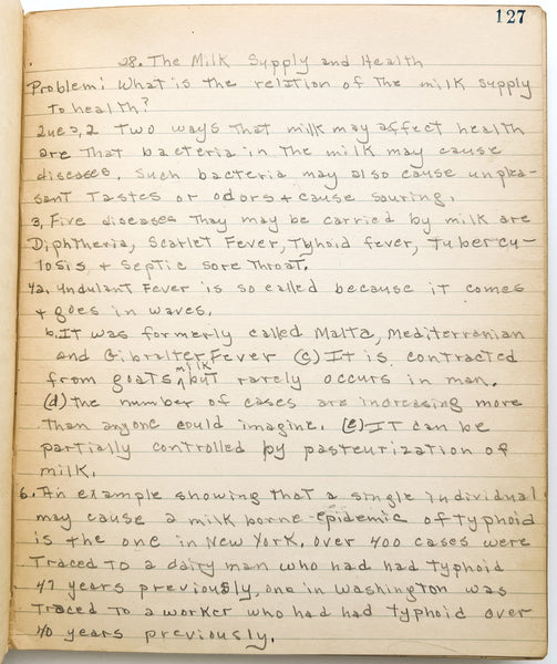 Young woman's c.1936 college biology notebooks with unusually broad scope, including lessons in Eugenics, Patent Medicine, Epidemics, Anatomy, Zoology, Nutrition, &c.