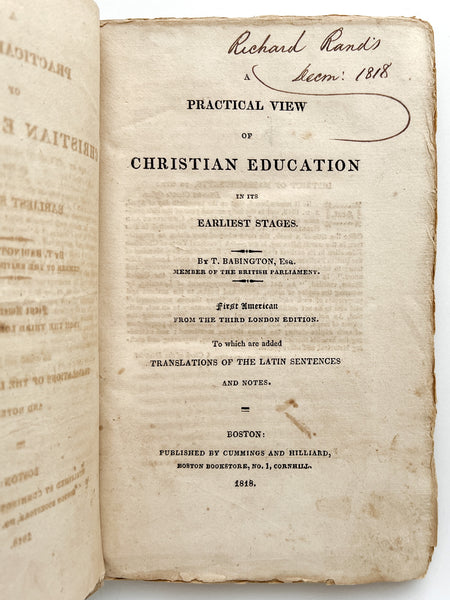 A Practical View of Christian Education in its Earliest Stages