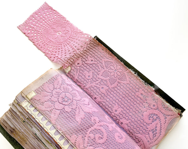 Twentieth-century Nottingham lace specimen book with samples extending into the 1960s