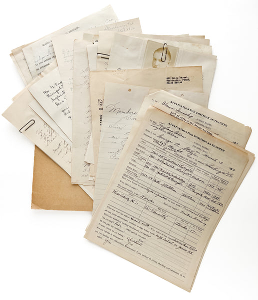 Collection of cover letters and printed applications for teaching positions in Blaine Township, PA, 1931-1932