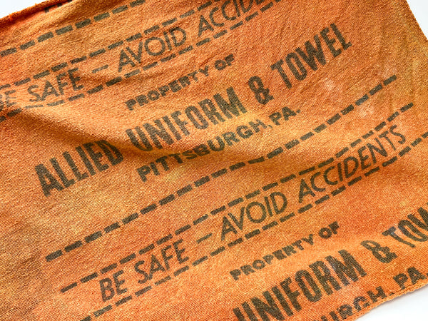 Printed rag promoting workplace safety "Be Safe — Avoid Accidents"