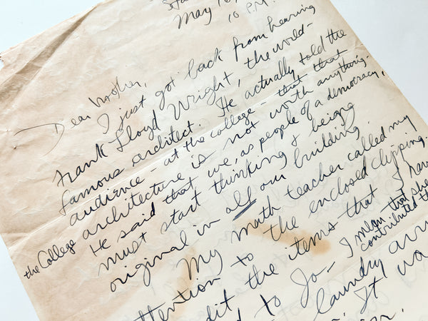 ALS mentioning a lecture at Penn State by Frank Lloyd Wright during which he disparages their campus architecture, 1946