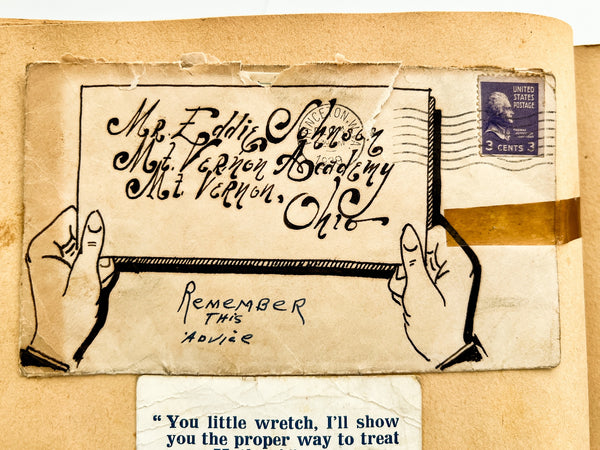 1939 Mount Vernon Academy student scrapbook with drawings related to Seventh-day Adventist eschatology (plus photos and cartoons and boy stuff)