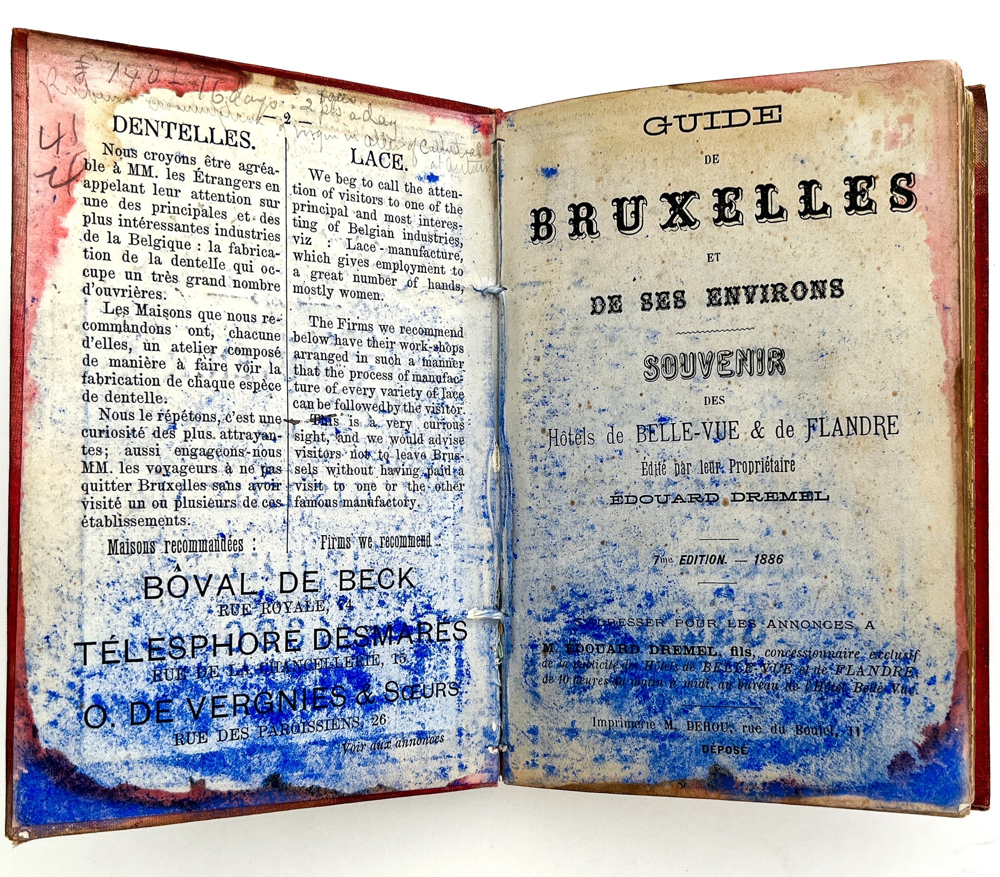 Guide de Bruxelles et de ses environs. Souvenir des Hotels de Belle-Vue et de Flandre. (1886)