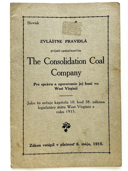 ZVLASTNE PRAVIDLÁ prijaté spolonost'ou The Consolidation Coal Company