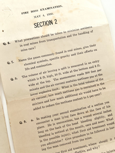 Fire Boss Examination. May 4, 1938. Sections 1 & 2