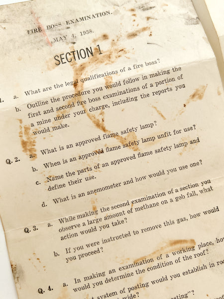 Fire Boss Examination. May 4, 1938. Sections 1 & 2