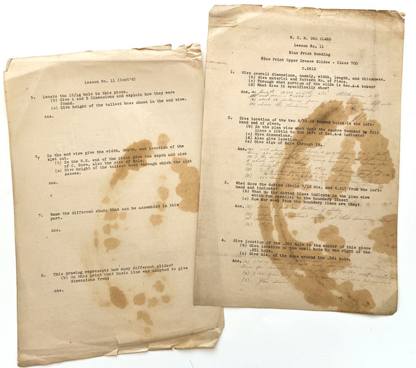 N.C.R. Owl Classes. Blue Print Reading Course, Outline of lessons for 1925-1926 Term (with lessons 1-11)