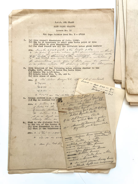 N.C.R. Owl Classes. Blue Print Reading Course, Outline of lessons for 1925-1926 Term (with lessons 1-11)