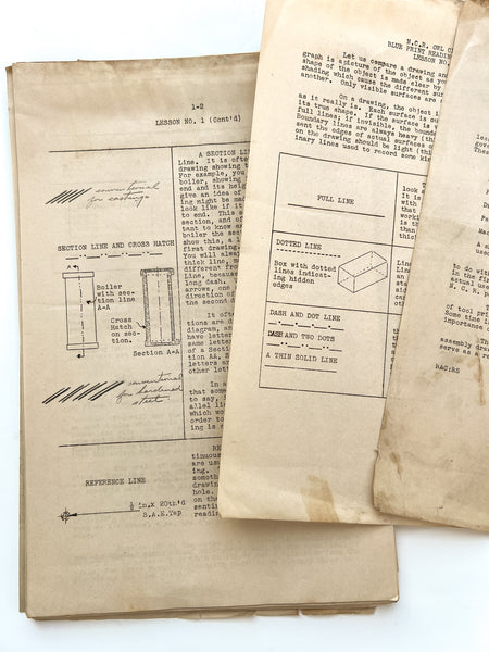 N.C.R. Owl Classes. Blue Print Reading Course, Outline of lessons for 1925-1926 Term (with lessons 1-11)