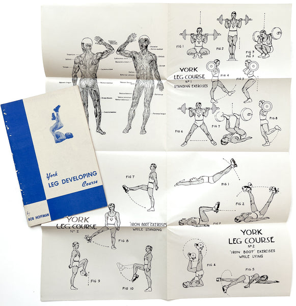 Collection of 5 "York Method" training guides for body builders, including York Advanced Methods of Weight Training; York Leg Developing Course, Bob Hoffman's Simplified System of Swing Bar Training