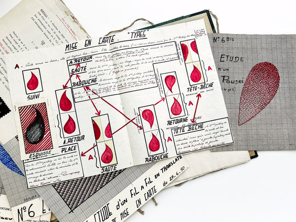 Cours de mise-en-carte: A portfolio of student work in producing "point paper" drafts for weaving, 1949-1951.