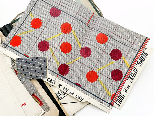 Cours de mise-en-carte: A portfolio of student work in producing "point paper" drafts for weaving, 1949-1951.