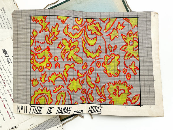 Cours de mise-en-carte: A portfolio of student work in producing "point paper" drafts for weaving, 1949-1951.