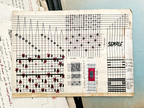 Cours de mise-en-carte: A portfolio of student work in producing "point paper" drafts for weaving, 1949-1951.