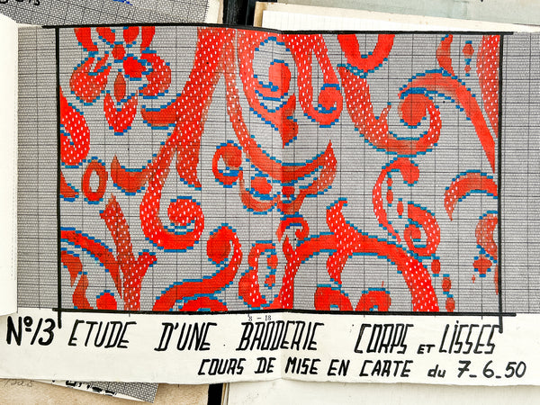 Cours de mise-en-carte: A portfolio of student work in producing "point paper" drafts for weaving, 1949-1951.