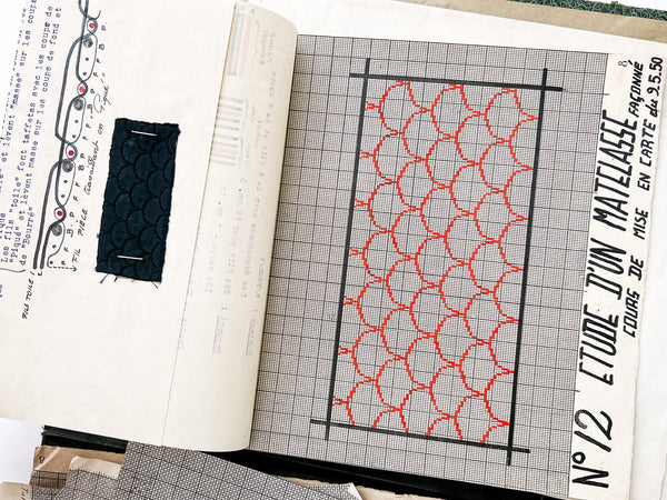 Cours de mise-en-carte: A portfolio of student work in producing "point paper" drafts for weaving, 1949-1951.