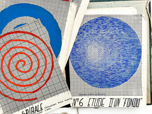 Cours de mise-en-carte: A portfolio of student work in producing "point paper" drafts for weaving, 1949-1951.