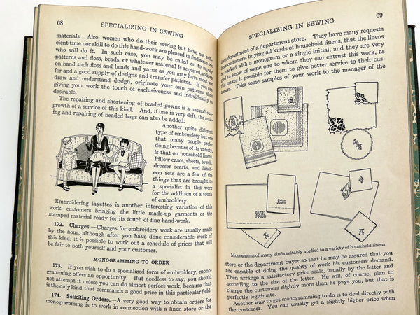 Woman's Institute of Domestic Arts and Sciences, 3 volumes: Decorative Stitches and Trimming, Sewing Materials [and] Sewing for Profit