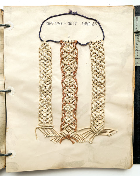 Mid-Century binder of work in handicraft, including braiding, printing and weaving, with many mounted specimens and instructions for working.