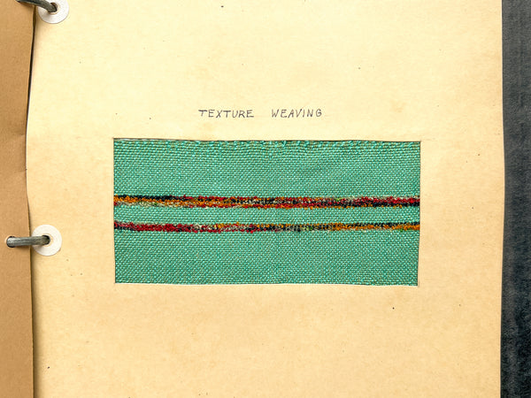 Mid-Century binder of work in handicraft, including braiding, printing and weaving, with many mounted specimens and instructions for working.