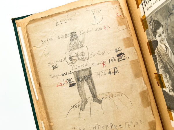 1939 Mount Vernon Academy student scrapbook with drawings related to Seventh-day Adventist eschatology (plus photos and cartoons and boy stuff)