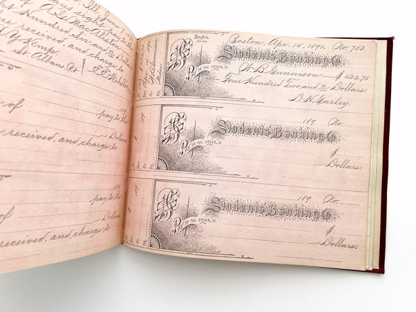 1891 - The Normal Review System of Writing, Regular Course - bound volume of 7 complete copy books (Nos. 1, 2, 3, 4, 4 1/2, 5, and Business Forms)