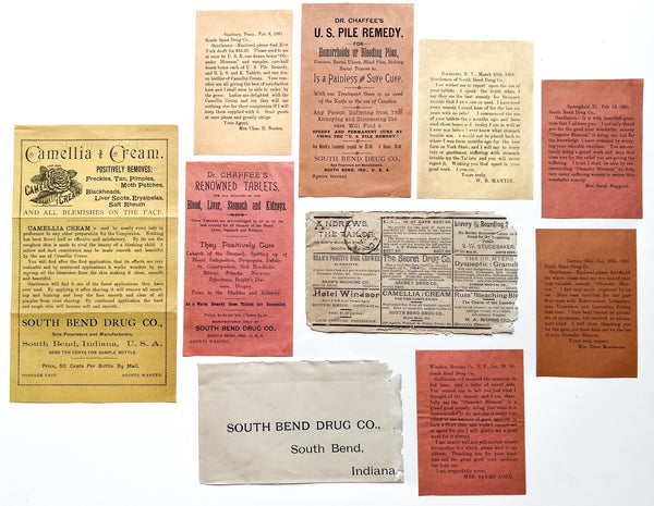 Collection of sales ephemera for South Bend Drug Co. products, 1891