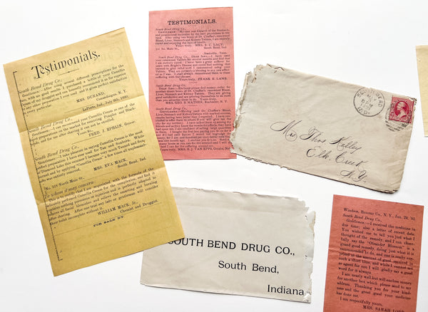 Collection of sales ephemera for South Bend Drug Co. products, 1891