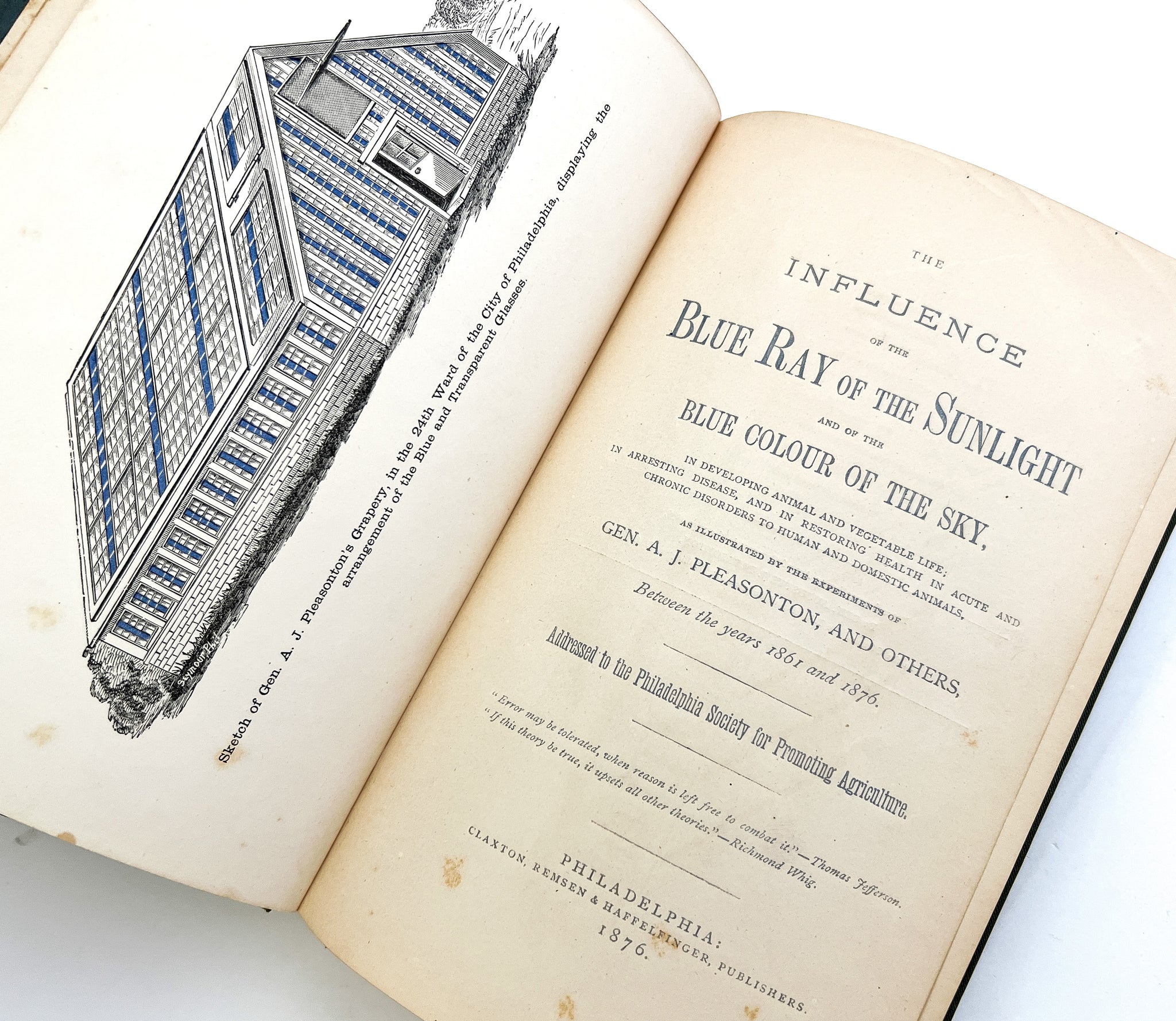 The Influence of the Blue Ray of the Sunlight and of the Blue Colour of the Sky (cover title: Blue and Sun-Lights: Their Influence Upon Life, Disease &c.)