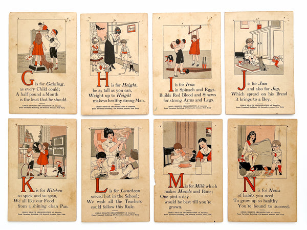 Set of 26 illustrated ABC cards "Child Health Alphabet"
