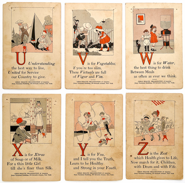 Set of 26 illustrated ABC cards "Child Health Alphabet"