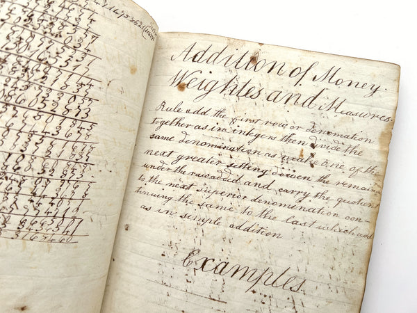 John Grubb’s “Arithmetic in Whole Numbers,” 1811 ciphering book  with a section for “Ale and Beer Measure;” exercises for calculations related to cloth, land, time, wives (or their dowries), &c.