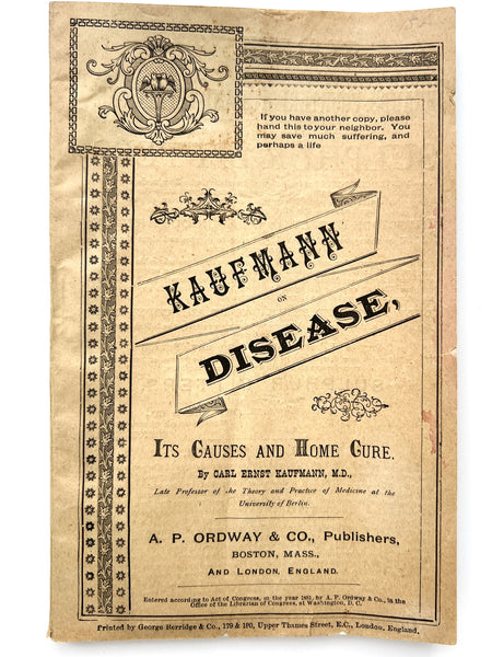 Kaufmann on Disease: Its Causes and Home Cure