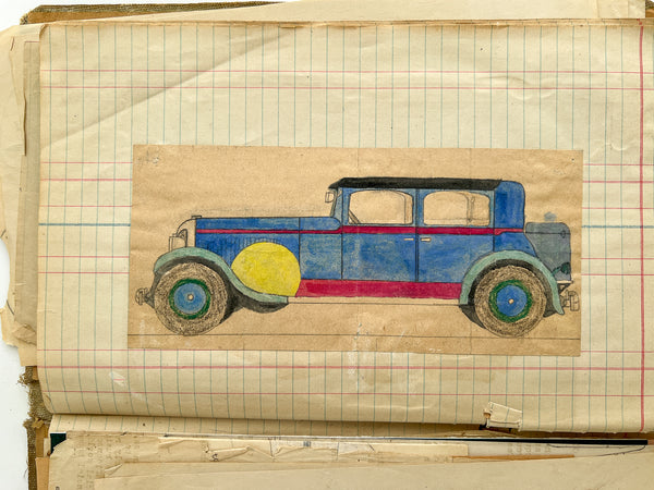 Kansas child's book full of 90+ airplane and automobile drawings