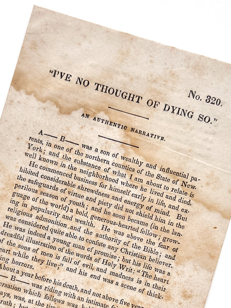 "I've No Thought of Dying So." An authentic narrative (No. 320)