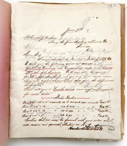 1892 copies of letters by Hendrie & Bolthoff Mfg. Co. representative in Durango, Colorado