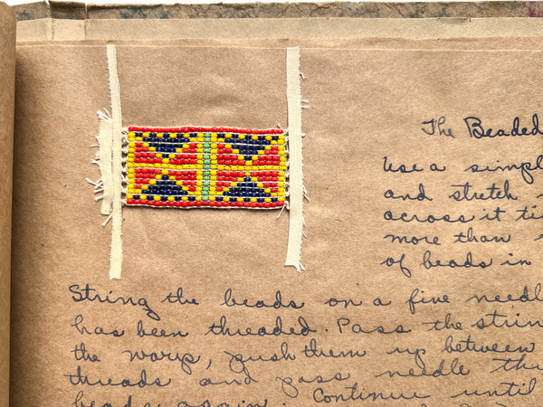 Willa Helwig's handmade portfolio of crafts and leadership notes for her training to be a Guardian in the Camp Fire Girls (with her certificate)