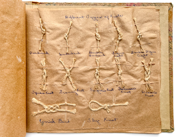 Willa Helwig's handmade portfolio of crafts and leadership notes for her training to be a Guardian in the Camp Fire Girls (with her certificate)