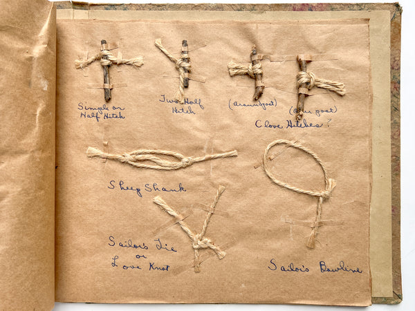 Willa Helwig's handmade portfolio of crafts and leadership notes for her training to be a Guardian in the Camp Fire Girls (with her certificate)